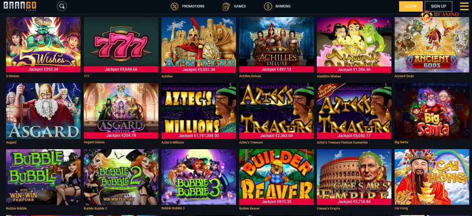 Selection Of Games At Brango Casino